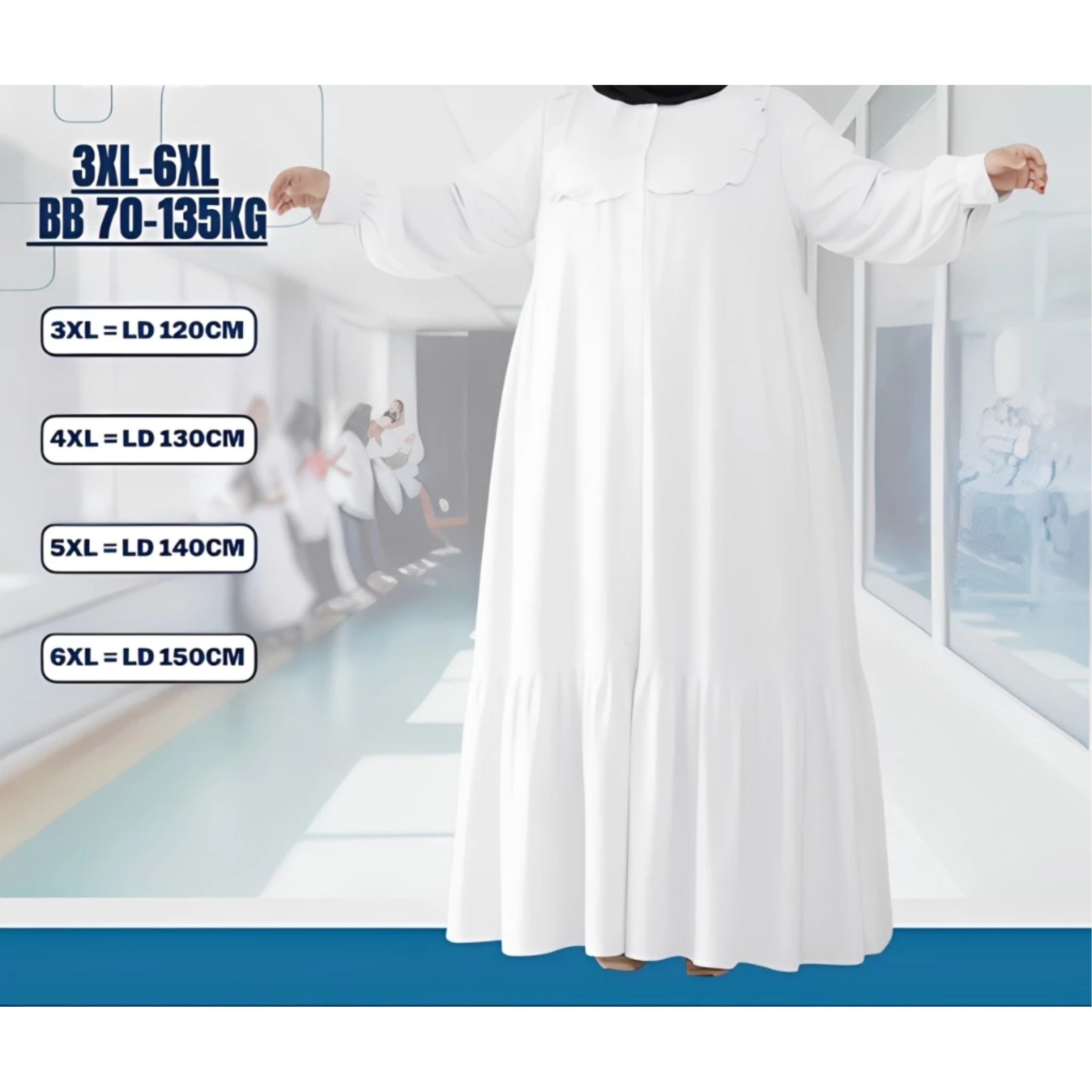  Garede Gamis Jumbo Crinkle Putih