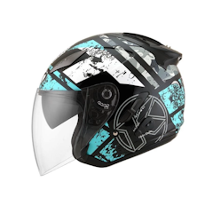 KYT Galaxy Flat R #5 Black/Aqua/Blue