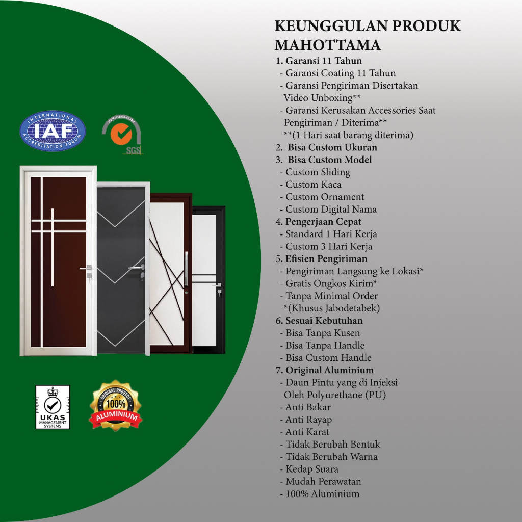 Pintu Kamar Tidur / Kamar Mandi Aluminium 4