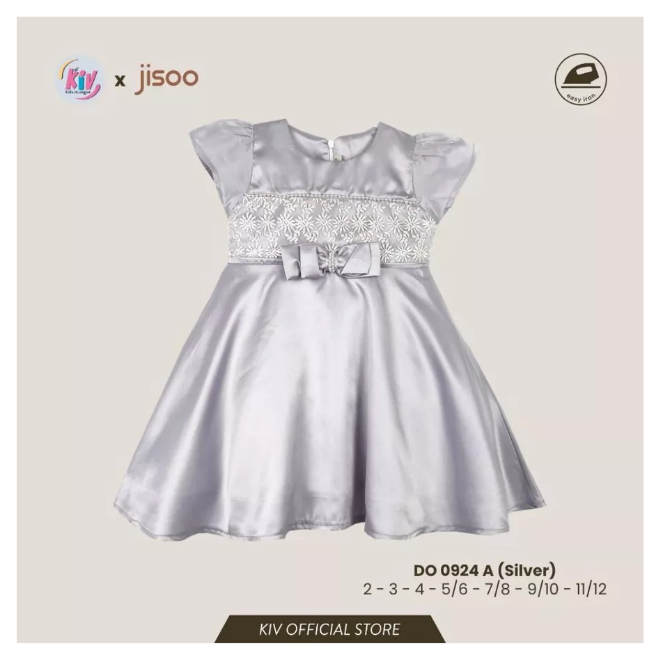 KIV Dress Anak Perempuan Pesta Satin Kombinasi Brokat 4