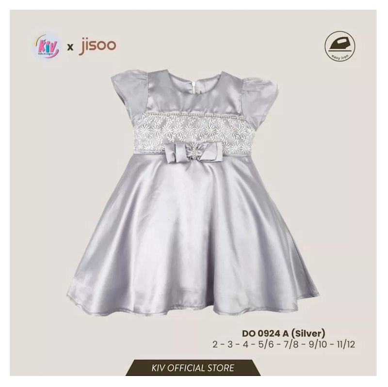 KIV Dress Anak Perempuan Pesta Satin Kombinasi Brokat 4