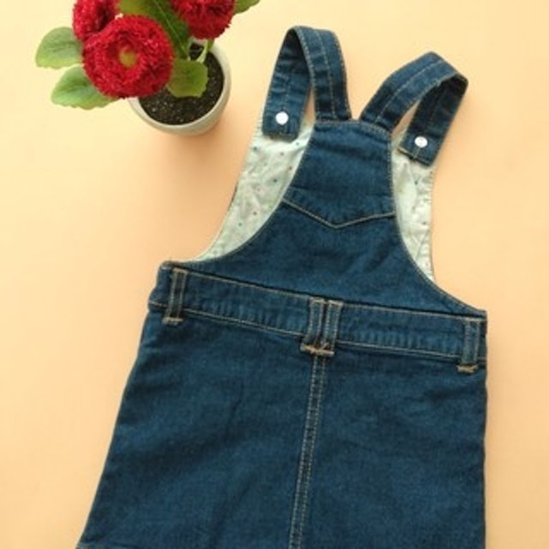 Pink Button Washed Jeans Overall 3