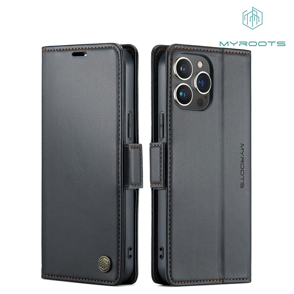  Myroots Leather Case Flip RFID Iphone