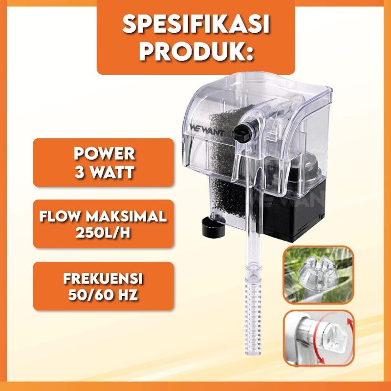 WeWant Filter Air Aquarium Gantung 3W 2