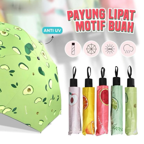 Cella Payung Lipat Motif Buah UV Protection 5