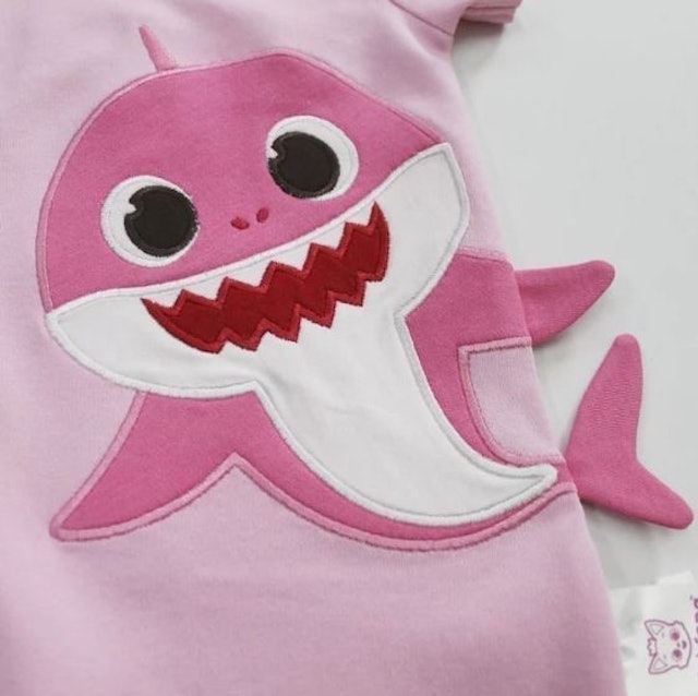 i am cotton Romper Pendek Baby Shark Embrodery