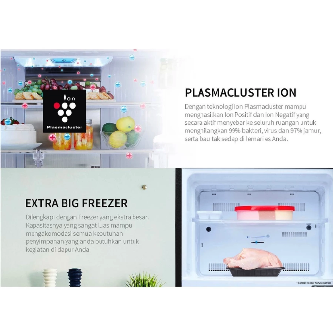 Sharp Electronics Incorporated SHARP Kulkas 2 Pintu 205 L Shine J-TECH Inverter Series SJ-246SI-GK