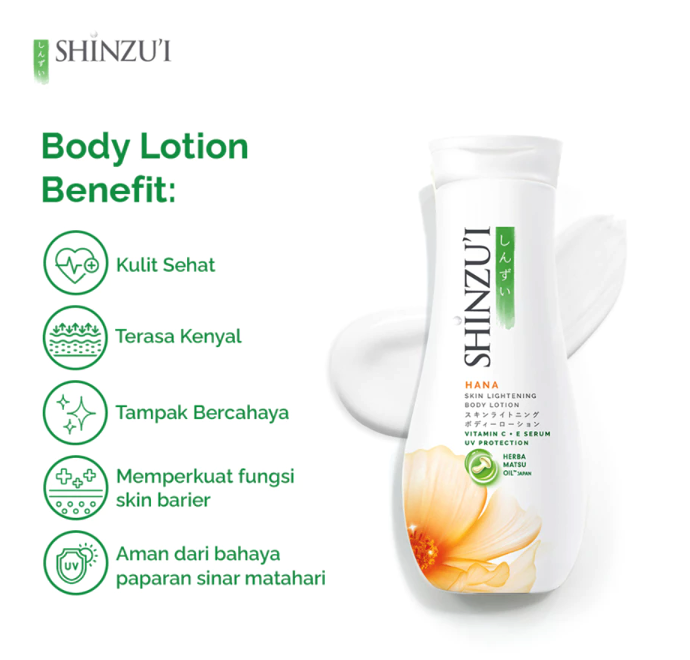 Shinzui Skin Lightening Body Lotion with Vitamin C + E Serum Hana 210 ml 4