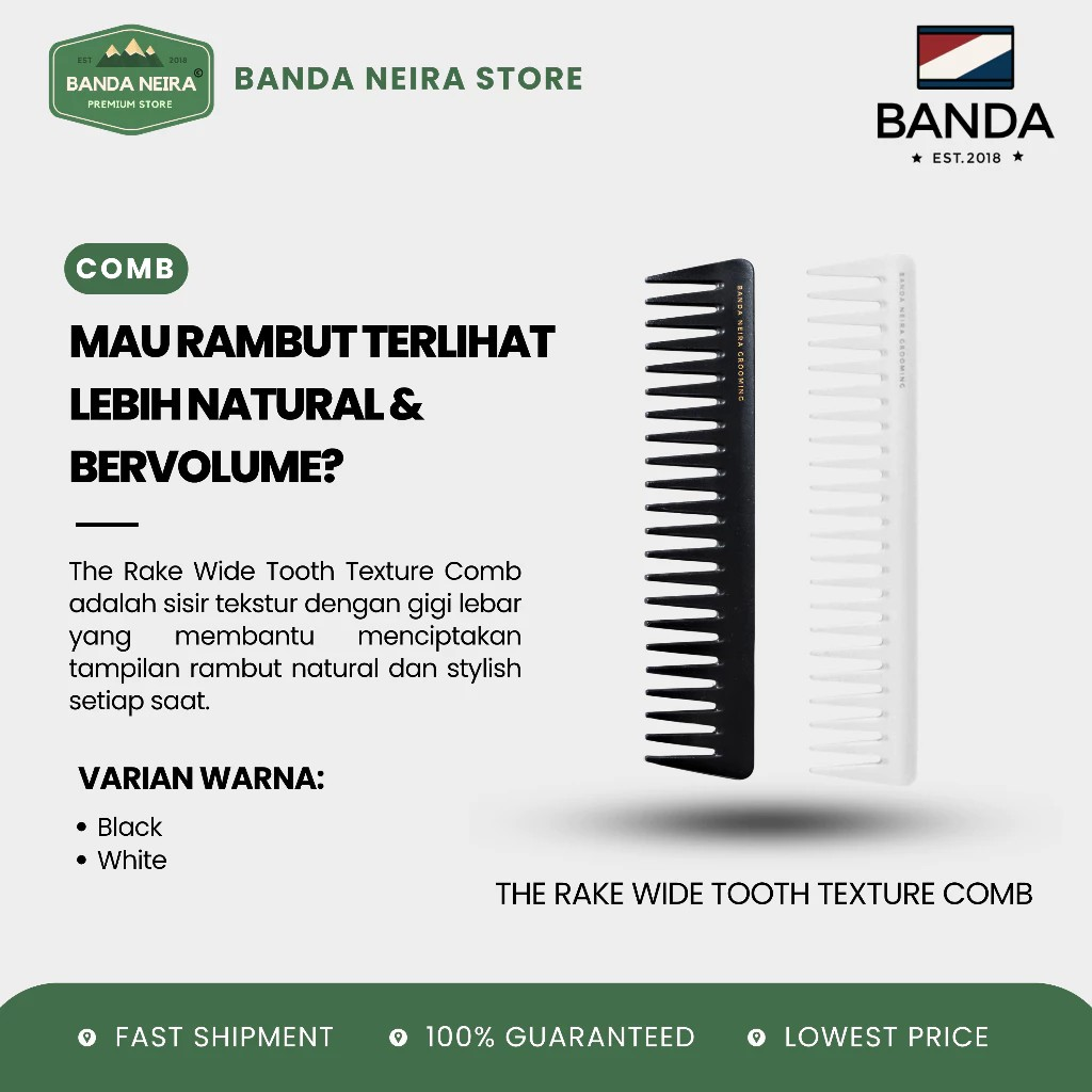 Banda Neira The Rake Wide Tooth Texture Comb