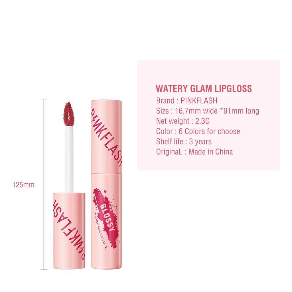 FCL Internasional Indonesia PINKFLASH Watery Glam Lip Gloss NU02 Cinnamon Oolong