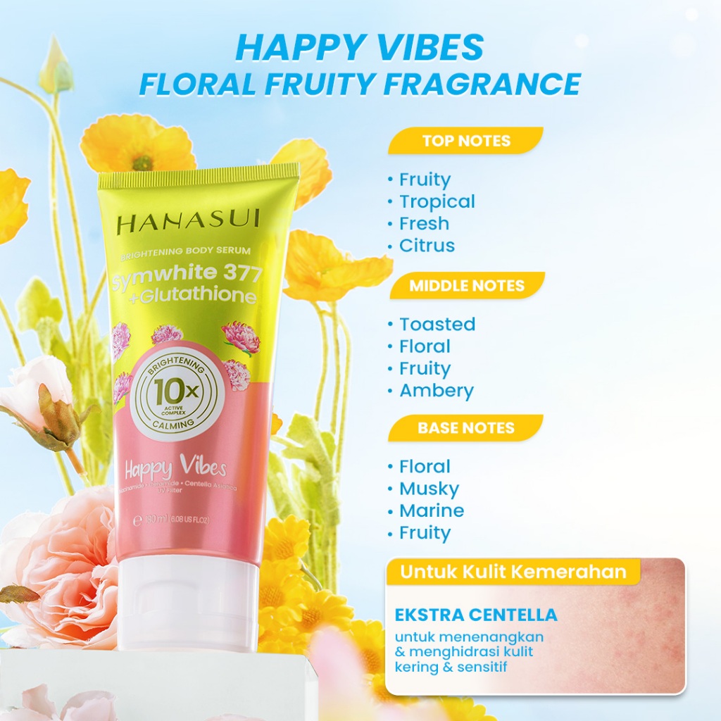 Eka Jaya Internasional Hanasui Brightening Body Serum with Symwhite377 + Glutathione Happy Vibes