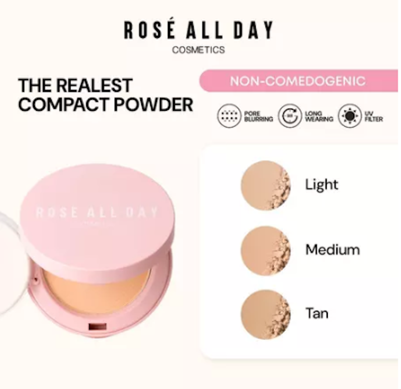 Rosé All Day The Realest Lightweight Compact Powder Tan 4
