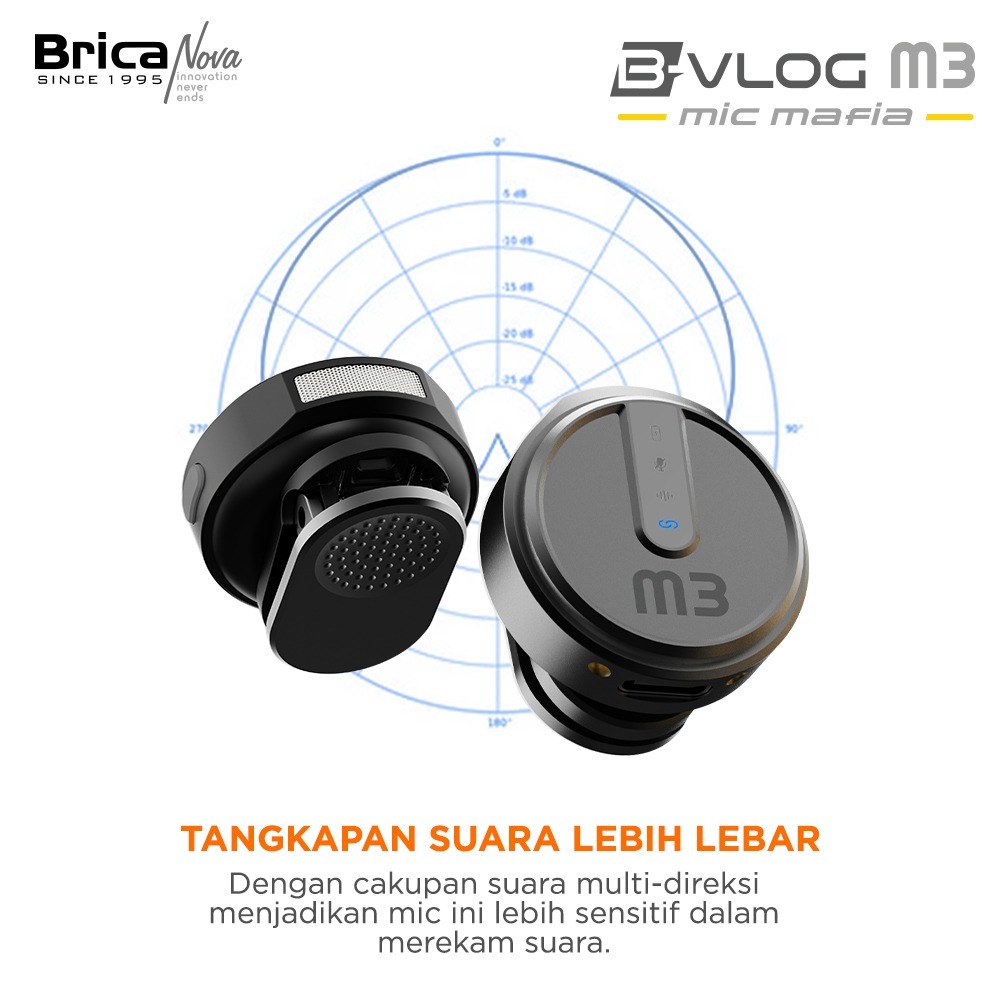Harmoni Talenta Arthamedia Brica B-VLOG Dual Magnetic Clip Wireless Microphone M3