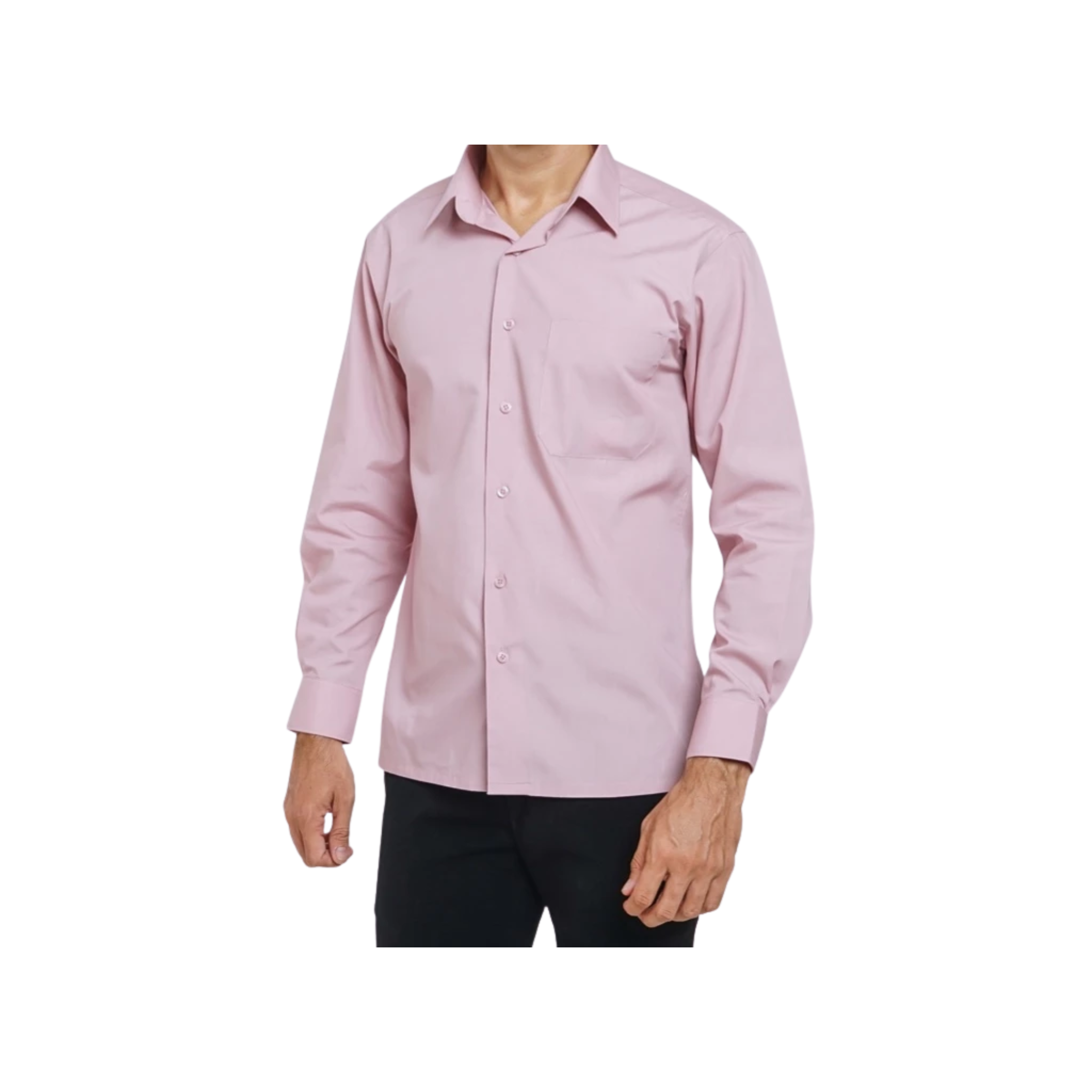 BOSS Kemeja Polos Pria Lengan Panjang Regular Fit Dusty Pink