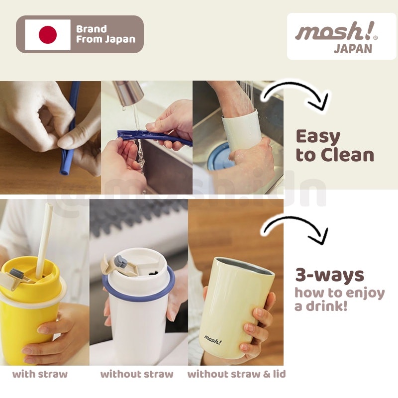 mosh!® Latte Straw Tumbler Stainless Steel 3