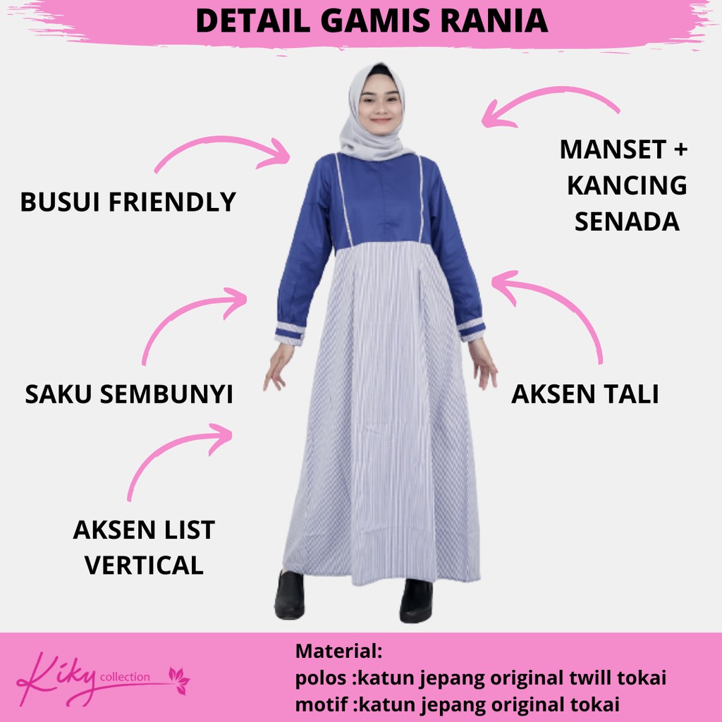 Kiky Collection Gamis Rania Salur Polos 