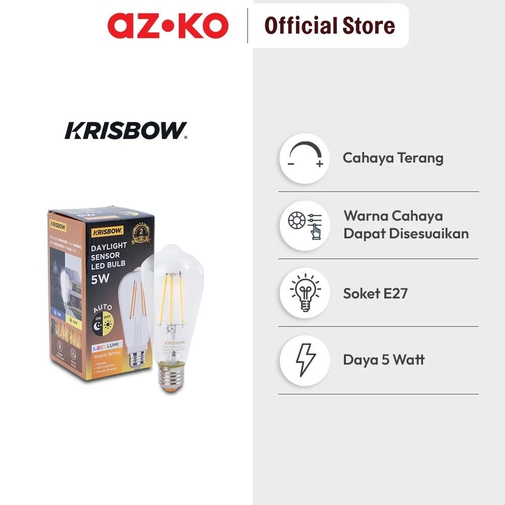 Krisbow Indonesia Krisbow® Bohlam LED Filamen 5 watt dengan Sensor Warm White ST64