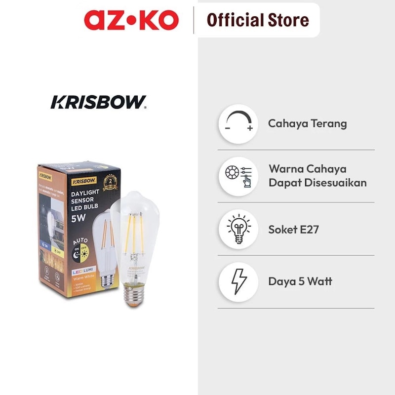 Bohlam LED Filamen 5 watt dengan Sensor Warm White 3