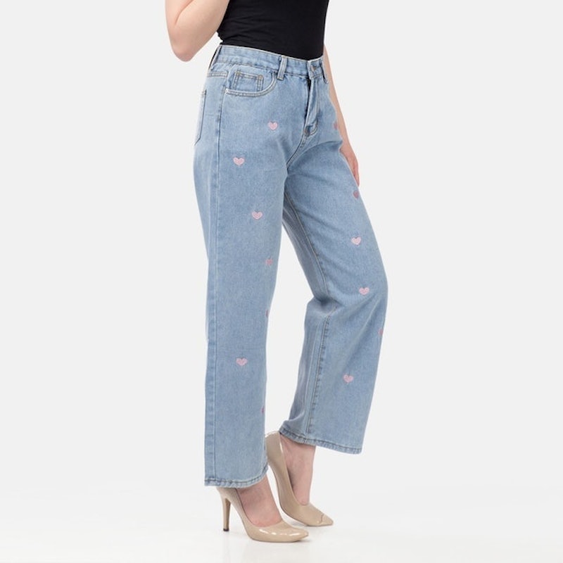 Straight Jeans Bordir Hati 4