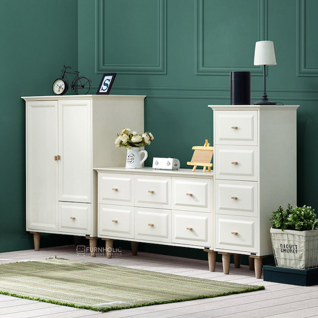 iFURNHOLIC Hannah Medium Wardrobe (Ivory-Brown)