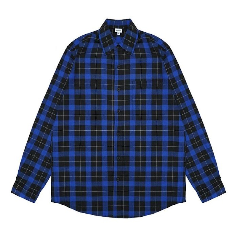 3Second Men's Flannel Plaid Shirt Long Sleeve Regular Fit Carre Blue 2