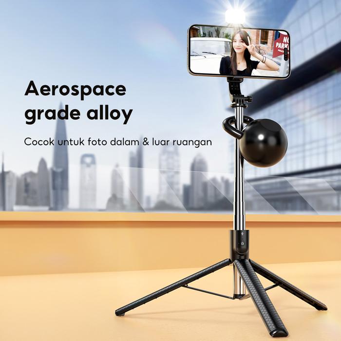 ZIVOKA Selfie Stick Tripod Tongsis + LED  4