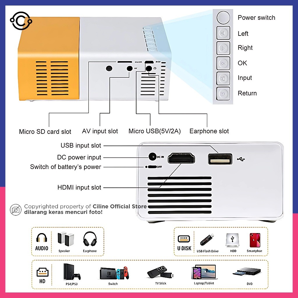  LED Mini Projector YG-300