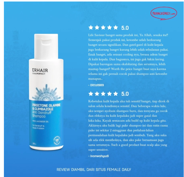 ERHA Clinic Indonesia Erhair Scalperfect Piroctone Olamine & Climbazole Anti Dandruff Shampoo