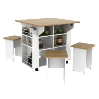 PRISTINE TABLE SET W/ 4 STOOL OAK WHITE 1