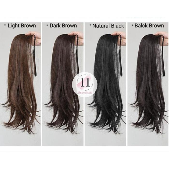  Hair Clip Ponytail Tali Lurus Natural Black 55 cm