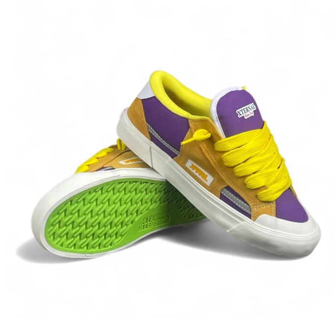  Xternal Step Sure Sepatu Gemuk Skateday Reflective Purple Yellow Sneakers