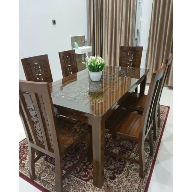 Meja Makan Ukir Kepang Kayu Jati