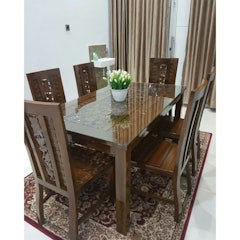 Meja Makan Ukir Kepang Kayu Jati