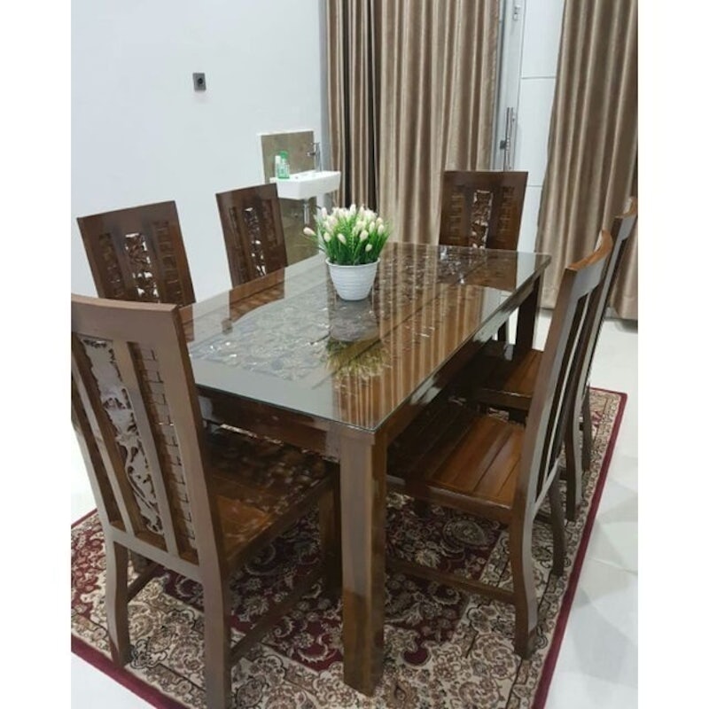 Meja Makan Ukir Kepang Kayu Jati 1