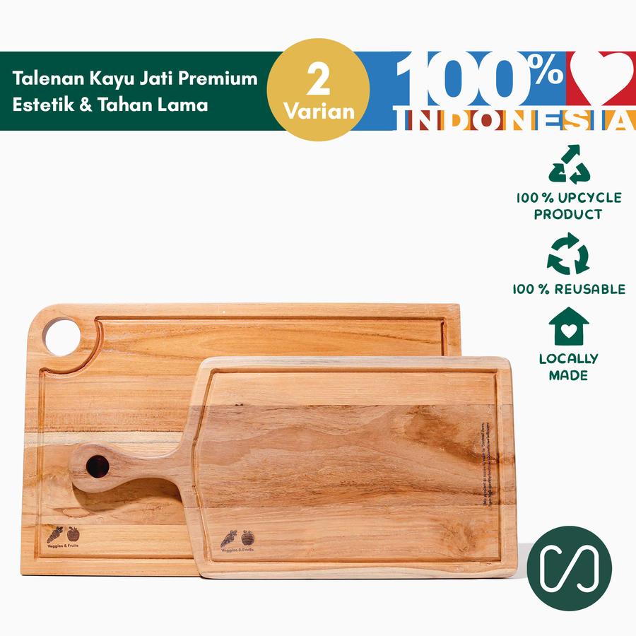 Lingkar Hijau Indonesia Sustaination Talenan Kayu Jati Premium Dengan Gagang