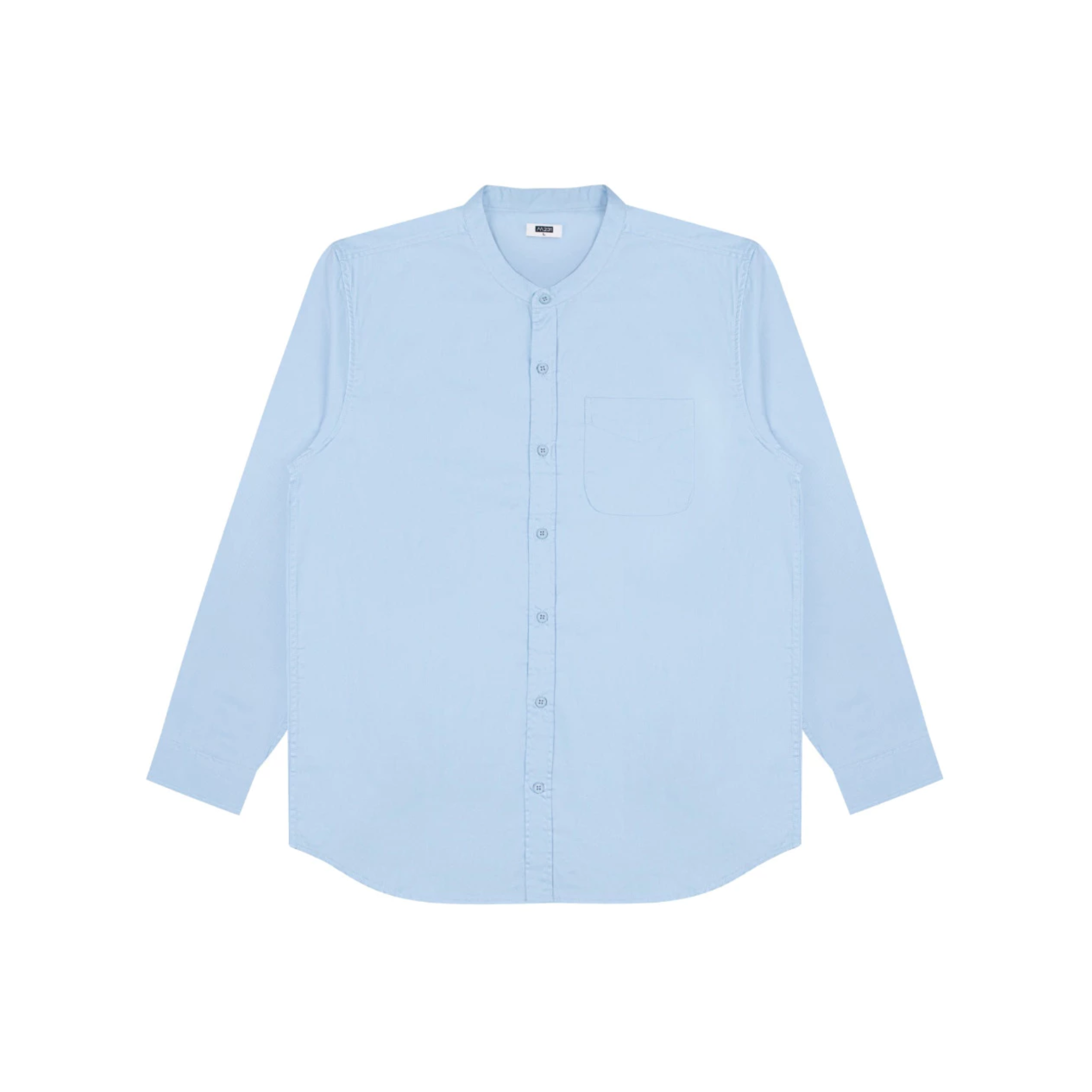M231 Kemeja Pria Koko Shanghai Polos Panjang Biru Muda  ｜ 0915G