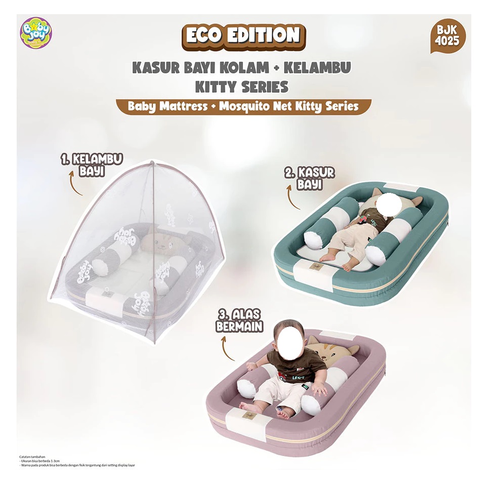  Baby Joy Kasur Bayi Kolam + Kelambu Kitty Series BJK4025