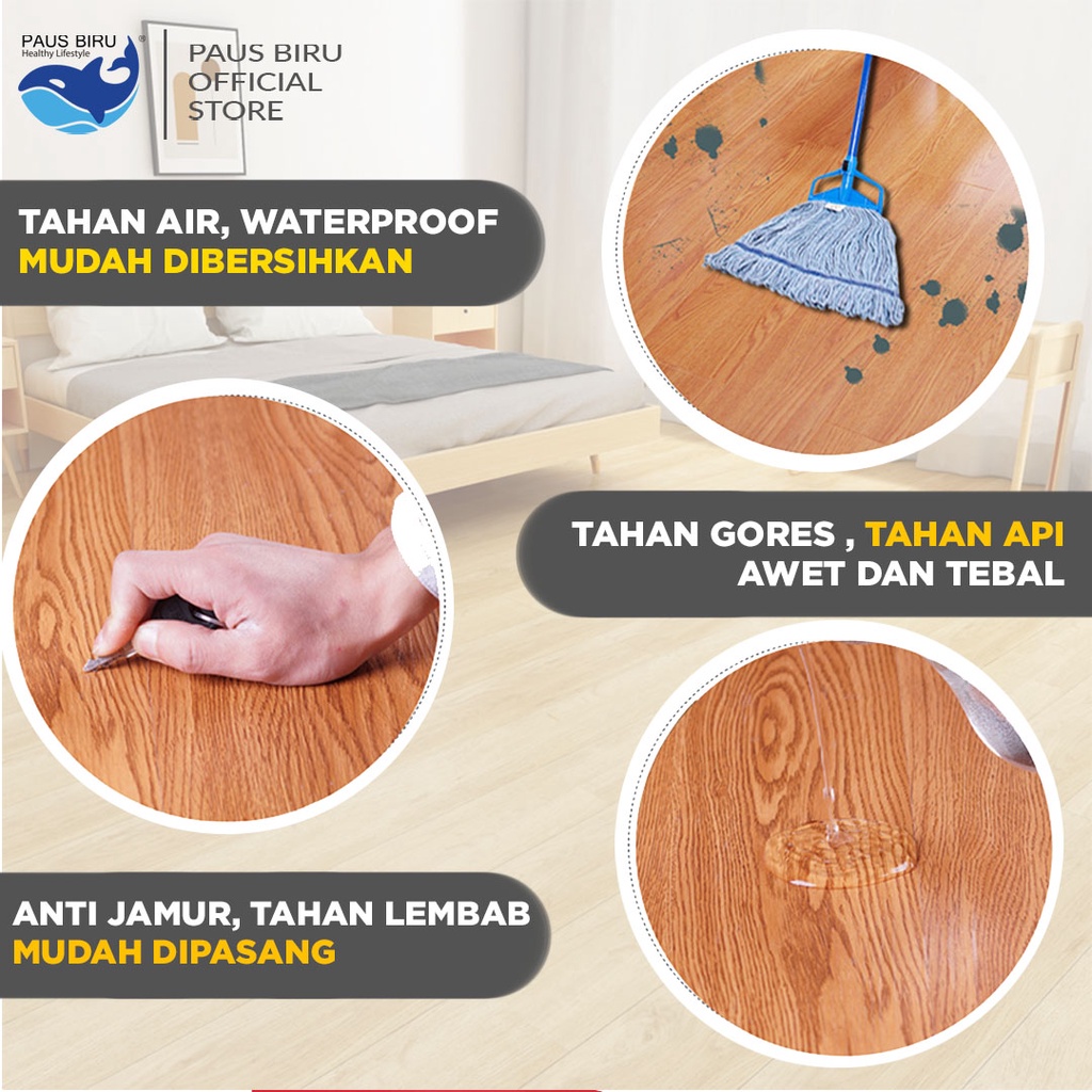 Stiker Lantai Vinyl Motif Kayu Premium