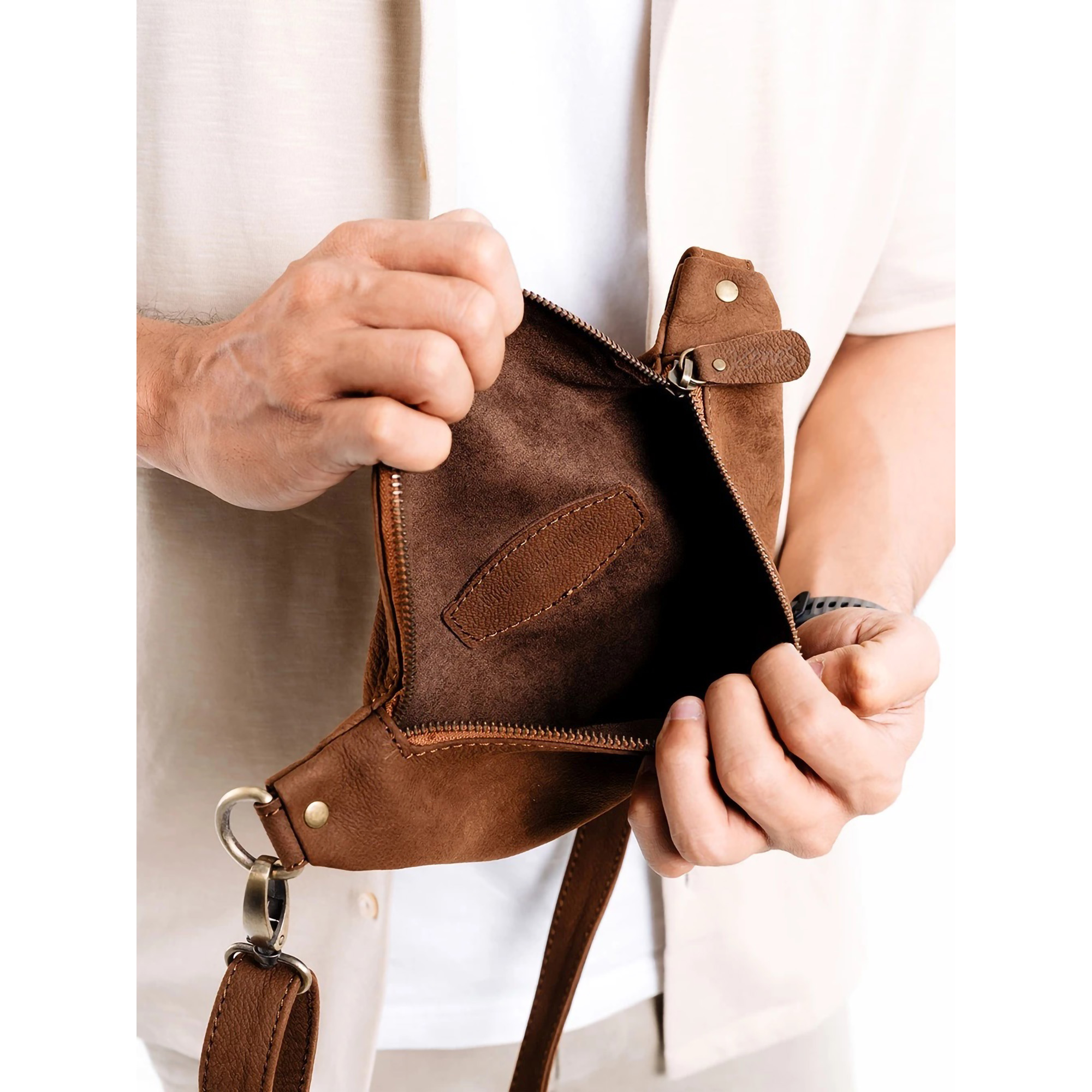 Kenes Leather Waist Bag Kenan Small Brown CH 2