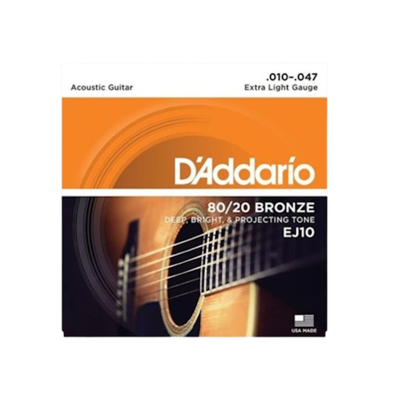 D'Addario Acoustic Guitar Strings 80/20 Bronze Extra Light Gauge 010-047 1