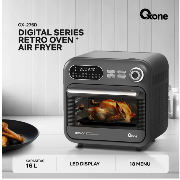 Octa Utama Oxone Retro Mini Oven & Air Fryer Digital OX-276D