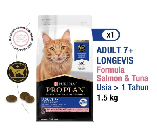 Nestlé Indonesia Purina PRO PLAN Adult 7+ Salmon & Tuna Formula 1,5 kg