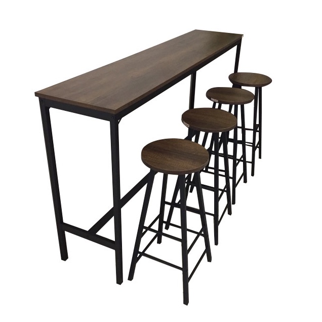 Meja Bar Cafe Resto Kayu Besi Set Minimalis Mattwood ｜ DN1847CH7119