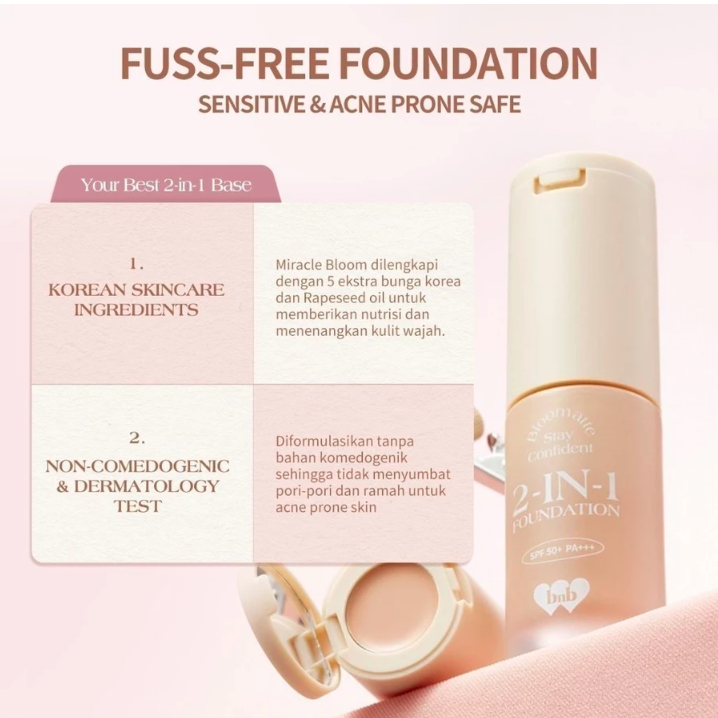 HEBE Beauty Style Barenbliss Bloomatte Stay Confident 2 in 1 Foundation LW2 Custard