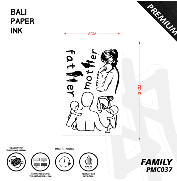  Bali Paper Ink Family Set Fruit Ink Tatto Temporary Premium PMC037