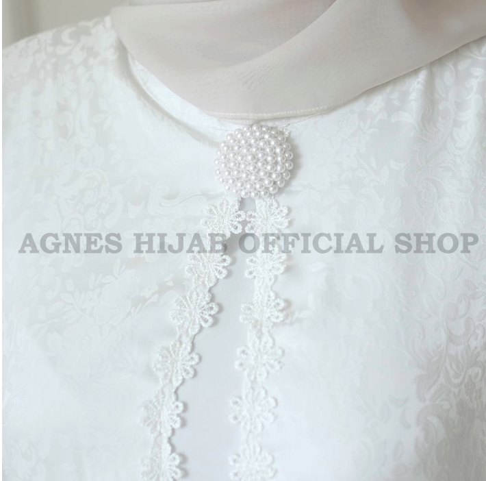 Agnes Hijab Khadijah Dress Gamis Putih Premium Lebaran 80820