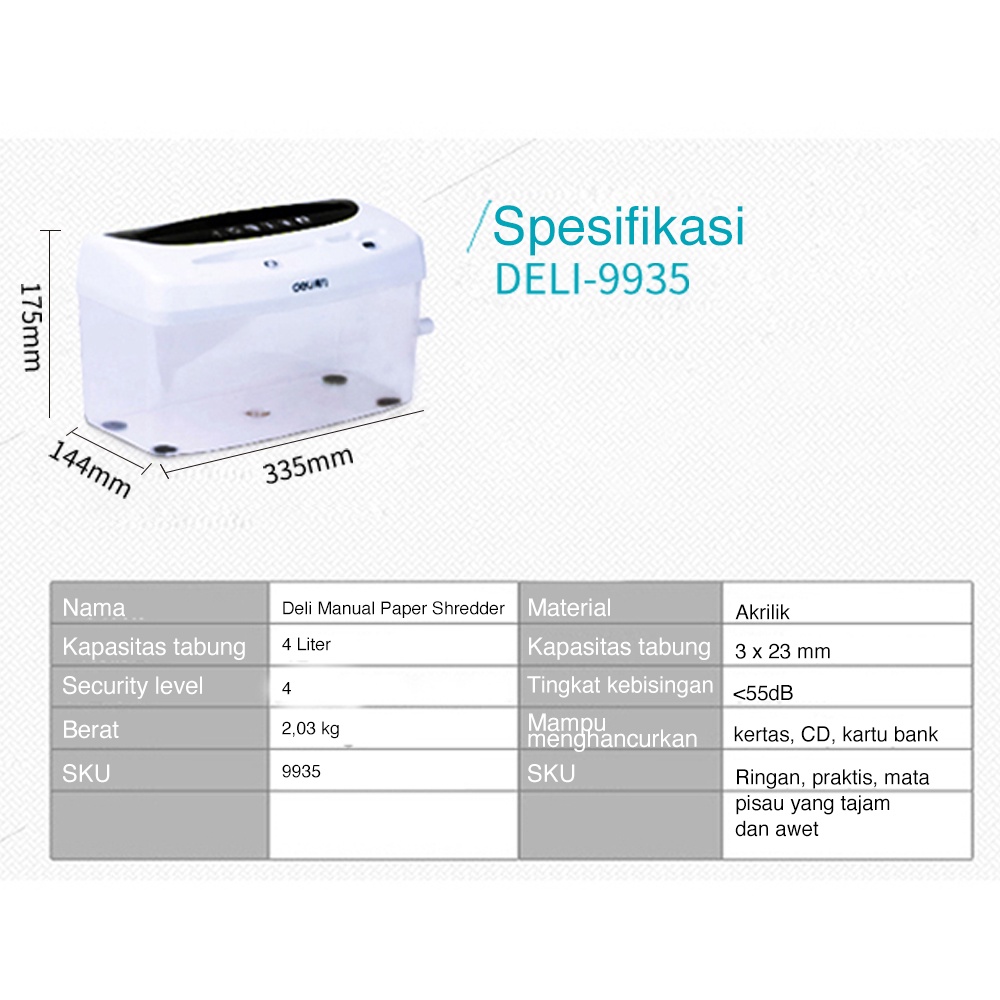 Deli Group Deli Manual Paper Shredder  9935