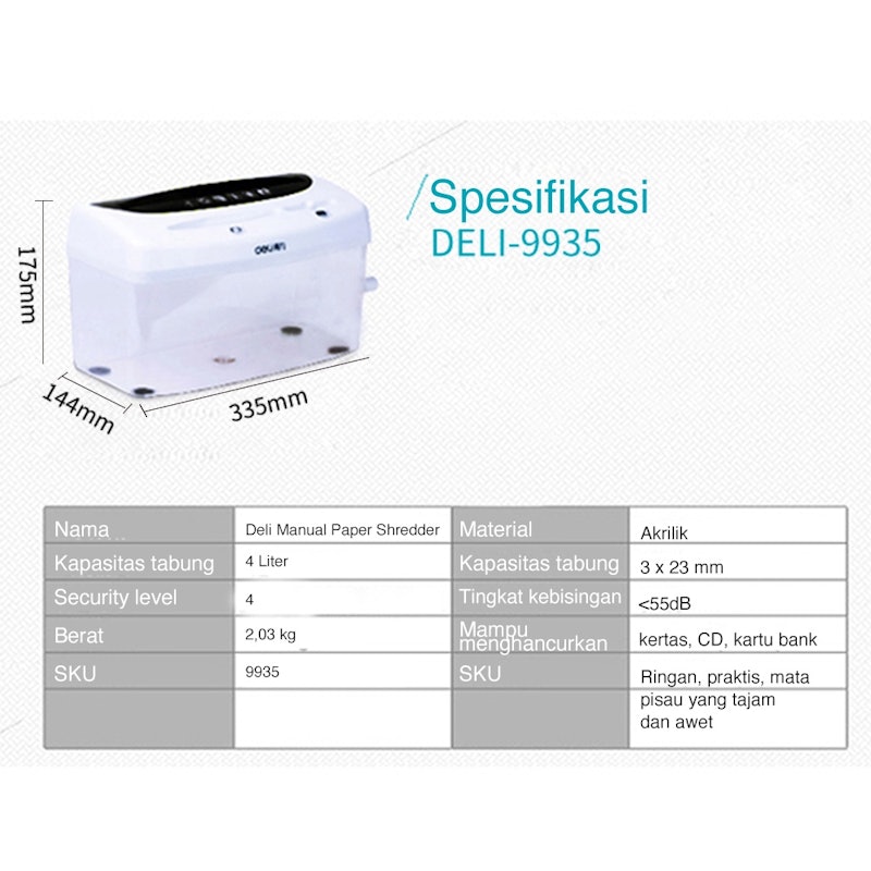 Deli Manual Paper Shredder 3