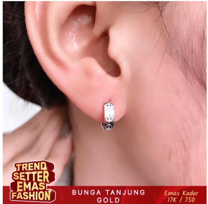Bunga Tanjung Gold Anting Klip Fashion Love Charlotte 4