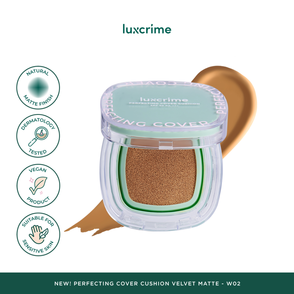 Luxury Cantika Indonesia Luxcrime Perfecting Cover Cushion Velvet Matte SPF 50 PA +++ W02
